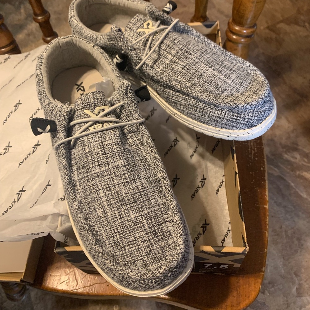 Mens 7.5 grey heydude like loafers. NIB